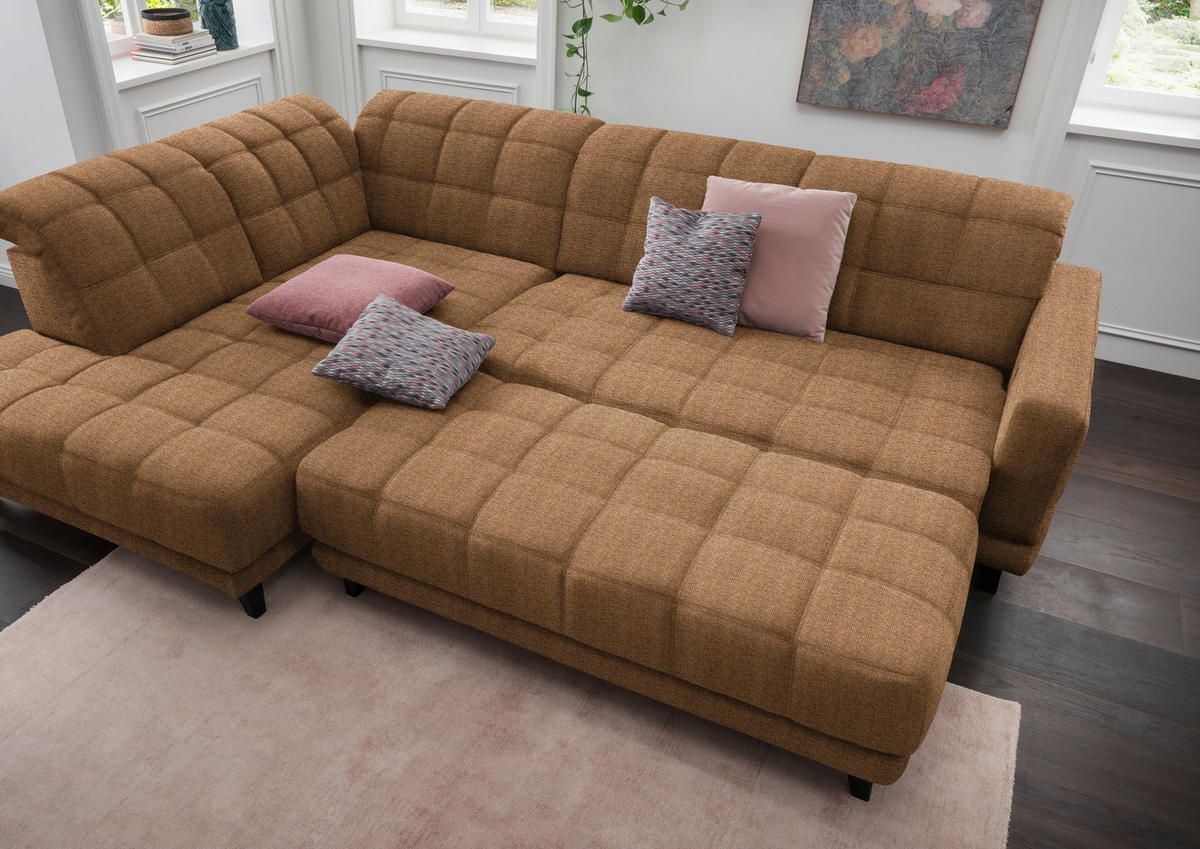 ECKSOFA in Webstoff Braun  - Schwarz/Braun, Design, Holz/Textil (216/302cm) - Xora