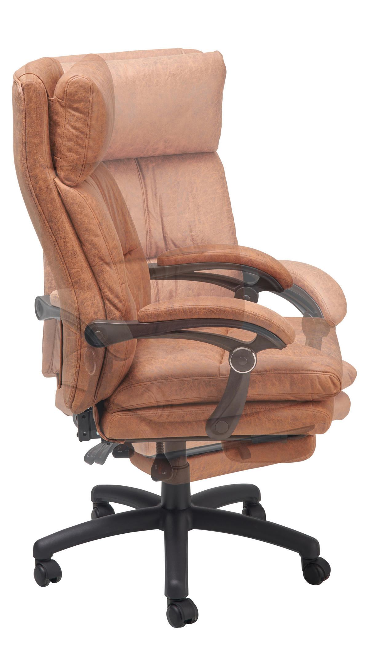 KANCELÁŘSKÉ KŘESLO, mikrovlákno, hnědá - černá/hnědá, Lifestyle, kov/dřevo (66/114 - 122/71,5cm) - MID.YOU