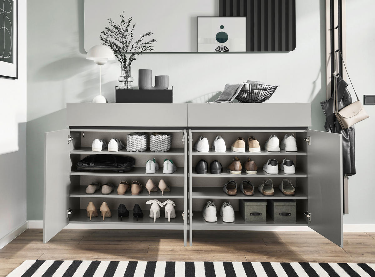 SCHUHSCHRANK  in 180/92/40 cm  - Kaschmir/Schwarz, Design, Holzwerkstoff/Kunststoff (180/92/40cm) - Voleo