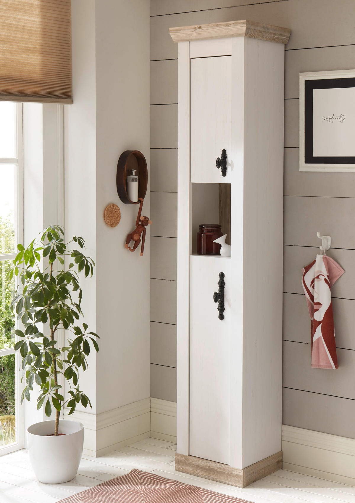 BADEZIMMER 3-teilig  in  - Schwarz/Weiß, Design, Holzwerkstoff/Metall (143/200/46cm) - MID.YOU
