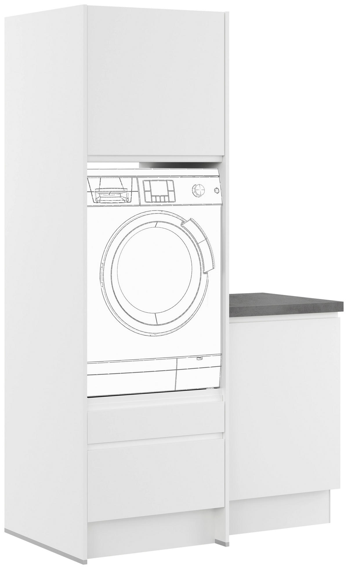WASCHMASCHINENSCHRANK 123/206,2/58 cm  in Weiß  - Weiß, Basics, Holzwerkstoff (123/206,2/58cm) - Impuls
