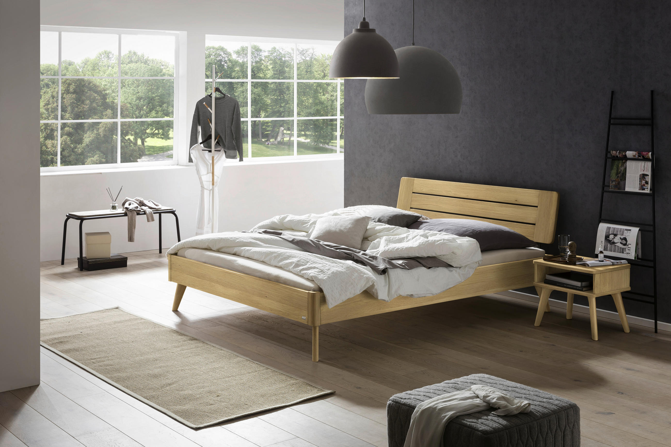 NACHTKÄSTCHEN in massiv Eiche Eichefarben  - Eichefarben, Design, Holz (48/38/42cm) - Hasena