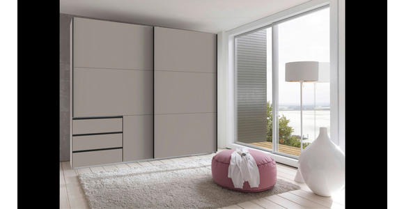 SCHWEBETÜRENSCHRANK in Sahara - Schwarz/Sahara, KONVENTIONELL, Holzwerkstoff/Metall (250/236/65cm) - Hom`in