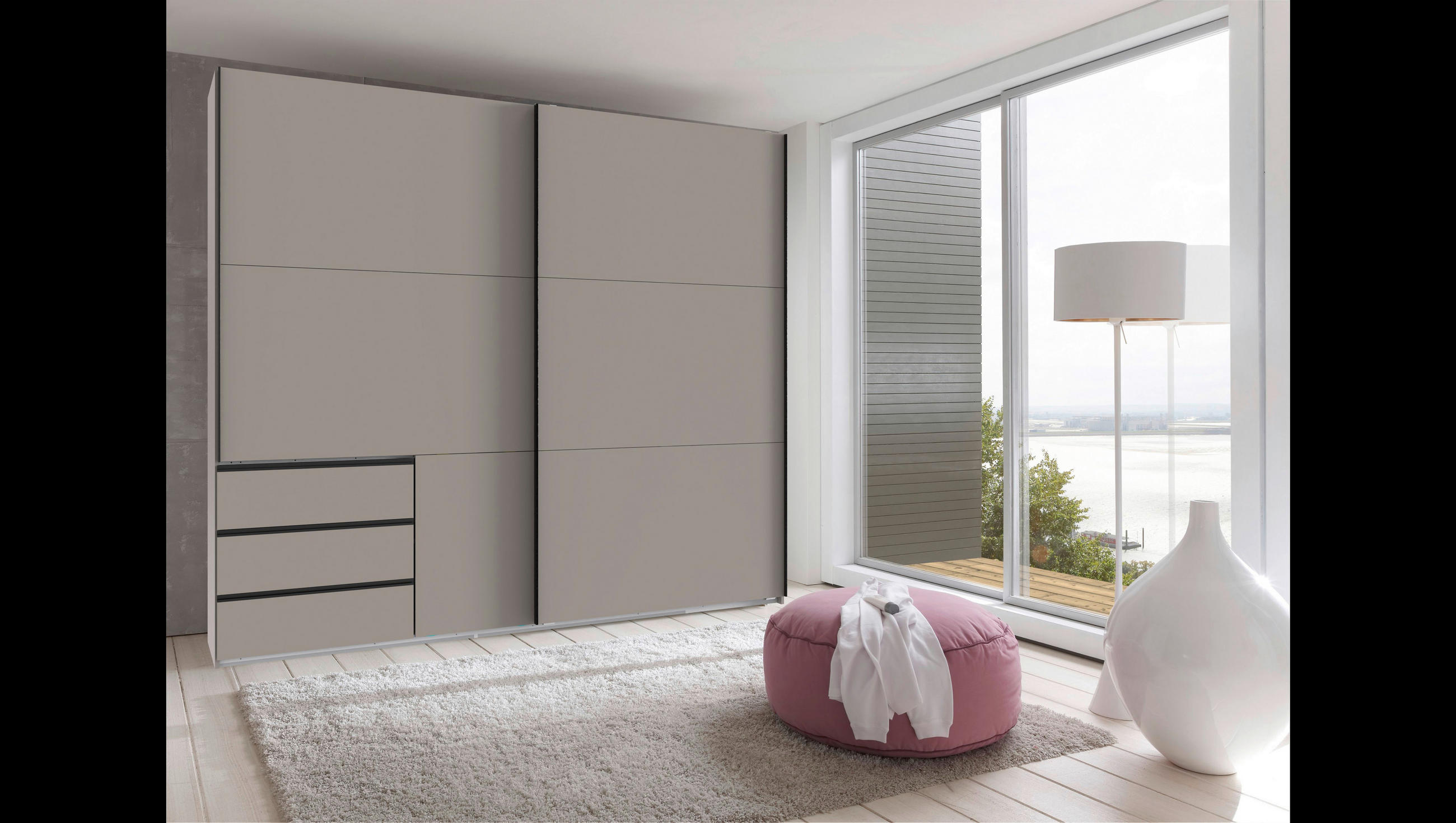 SCHWEBETÜRENSCHRANK in Sahara  - Schwarz/Sahara, Konventionell, Holzwerkstoff/Metall (250/236/65cm) - Hom`in