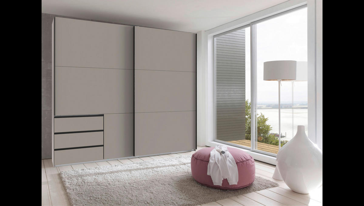 SCHWEBETÜRENSCHRANK in Sahara  - Schwarz/Sahara, Konventionell, Holzwerkstoff/Metall (250/236/65cm) - Hom`in