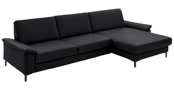 ECKSOFA in Echtleder Anthrazit 334/176 cm - Anthrazit/Schwarz, Design, Leder/Metall (334/176cm) - Dieter Knoll