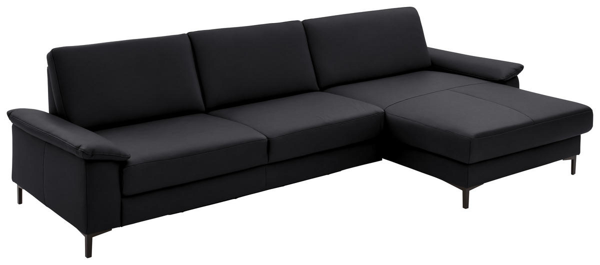 ECKSOFA in Echtleder Anthrazit  - Anthrazit/Schwarz, Design, Leder/Metall (334/176cm) - Dieter Knoll