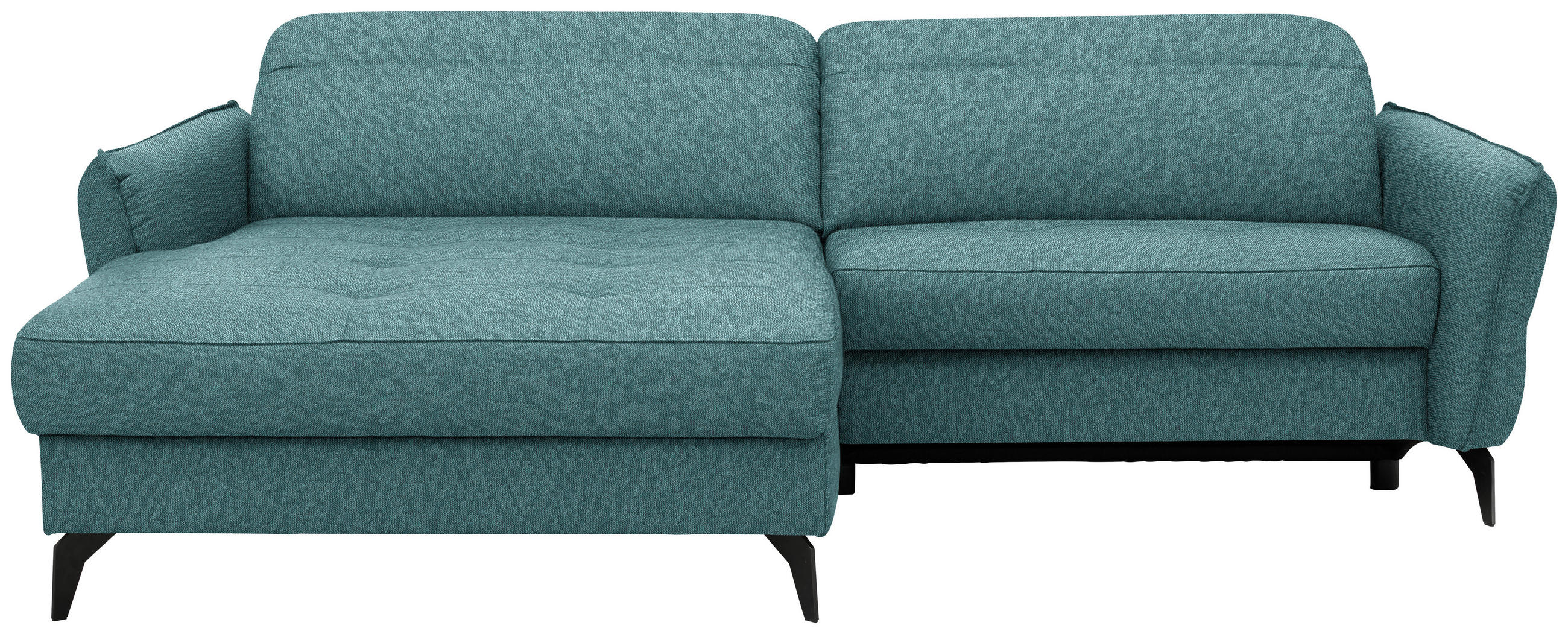 ECKSOFA Flachgewebe Petrol  - Petrol/Schwarz, Design, Textil/Metall (175/246cm) - Celina