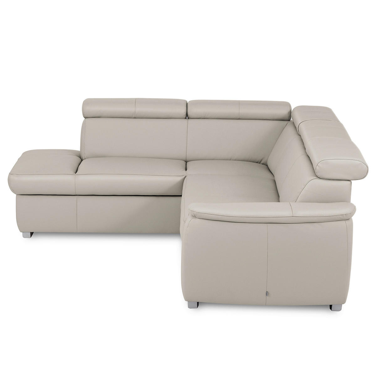 WOHNLANDSCHAFT  in Kombination Echtleder/Lederlook Platinfarben  - Platinfarben/Grau, Leder/Metall (211/262cm) - Celina Home