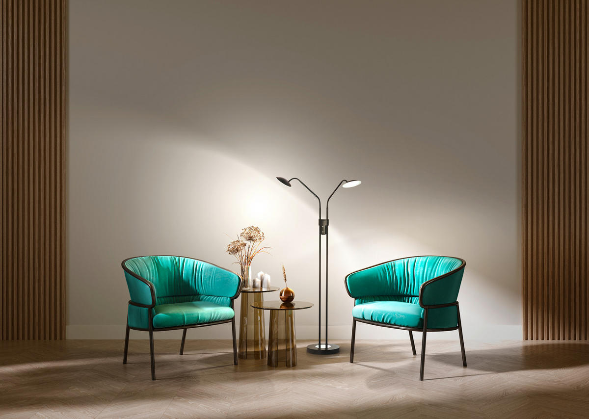 STOJACÍ LED SVÍTIDLO, 135 cm - černá, Konvenční, kov (135cm) - Fischer & Honsel