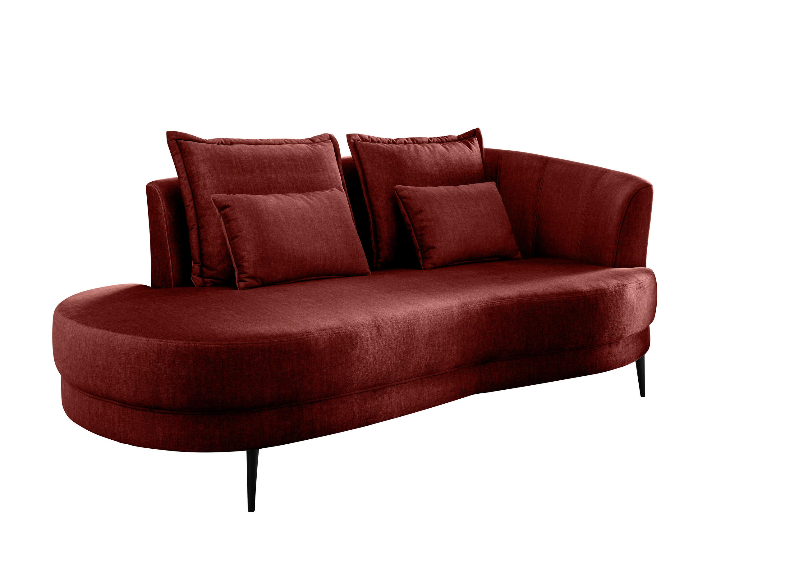 OTTOMANE in Velours Koralle  - Koralle/Schwarz, Modern, Textil/Metall (211/85/102cm) - Livetastic