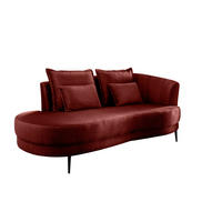 OTTOMANE Velours Koralle  - Koralle/Schwarz, MODERN, Textil/Metall (211/85/102cm) - Livetastic