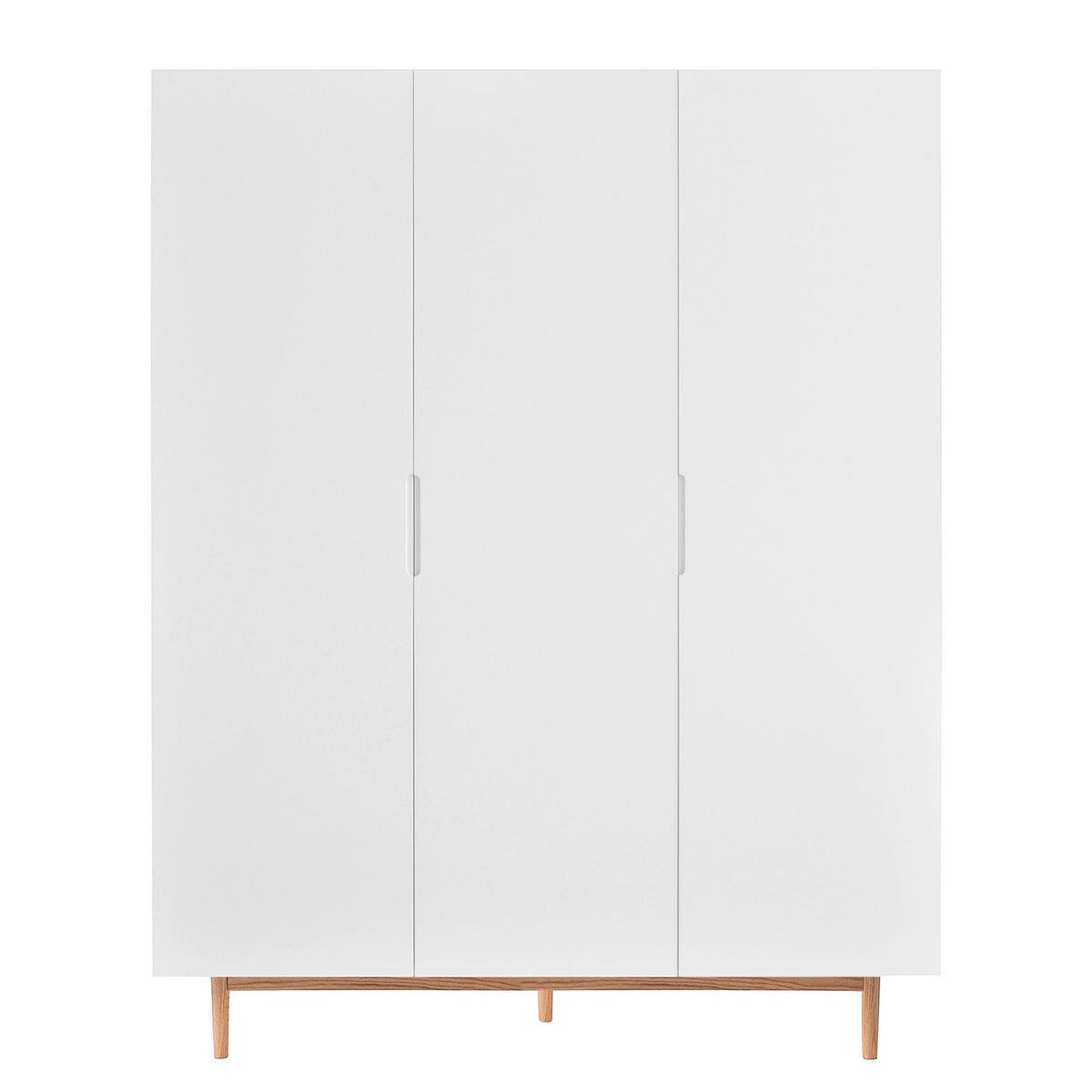 DREHTÜRENSCHRANK 154/200/60 cm 3-türig Weiß, Eichefarben  - Chromfarben/Eichefarben, Design, Holz/Holzwerkstoff (154/200/60cm) - home24