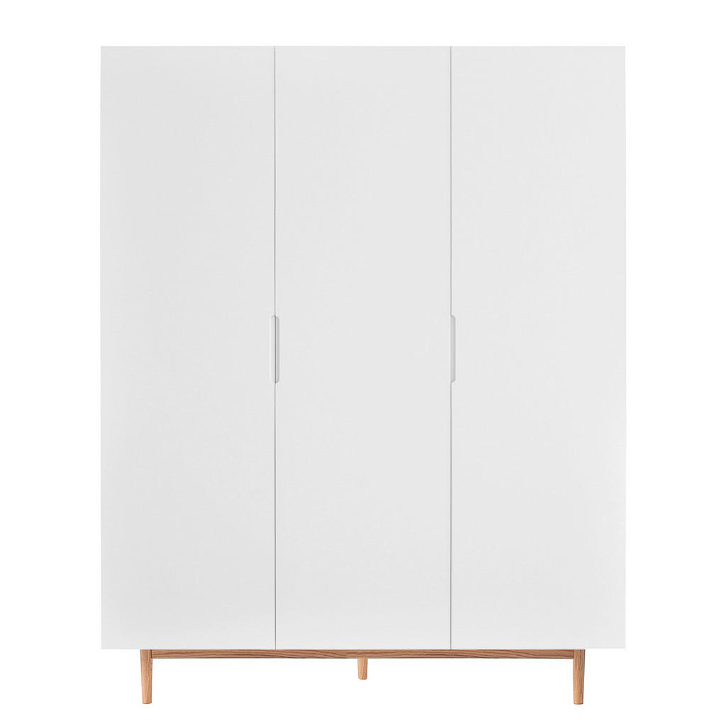Thumbnail - home24 Drehtürenschrank, Weiß, Eiche, Holzwerkstoff, Eiche, massiv, 5 Fächer, 154x200x60 cm, Schlafzimmer, Kleiderschrän...