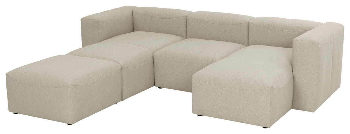 WOHNLANDSCHAFT Creme Flachgewebe  - Creme, Design, Kunststoff/Textil (235/275/160cm) - Max Winzer