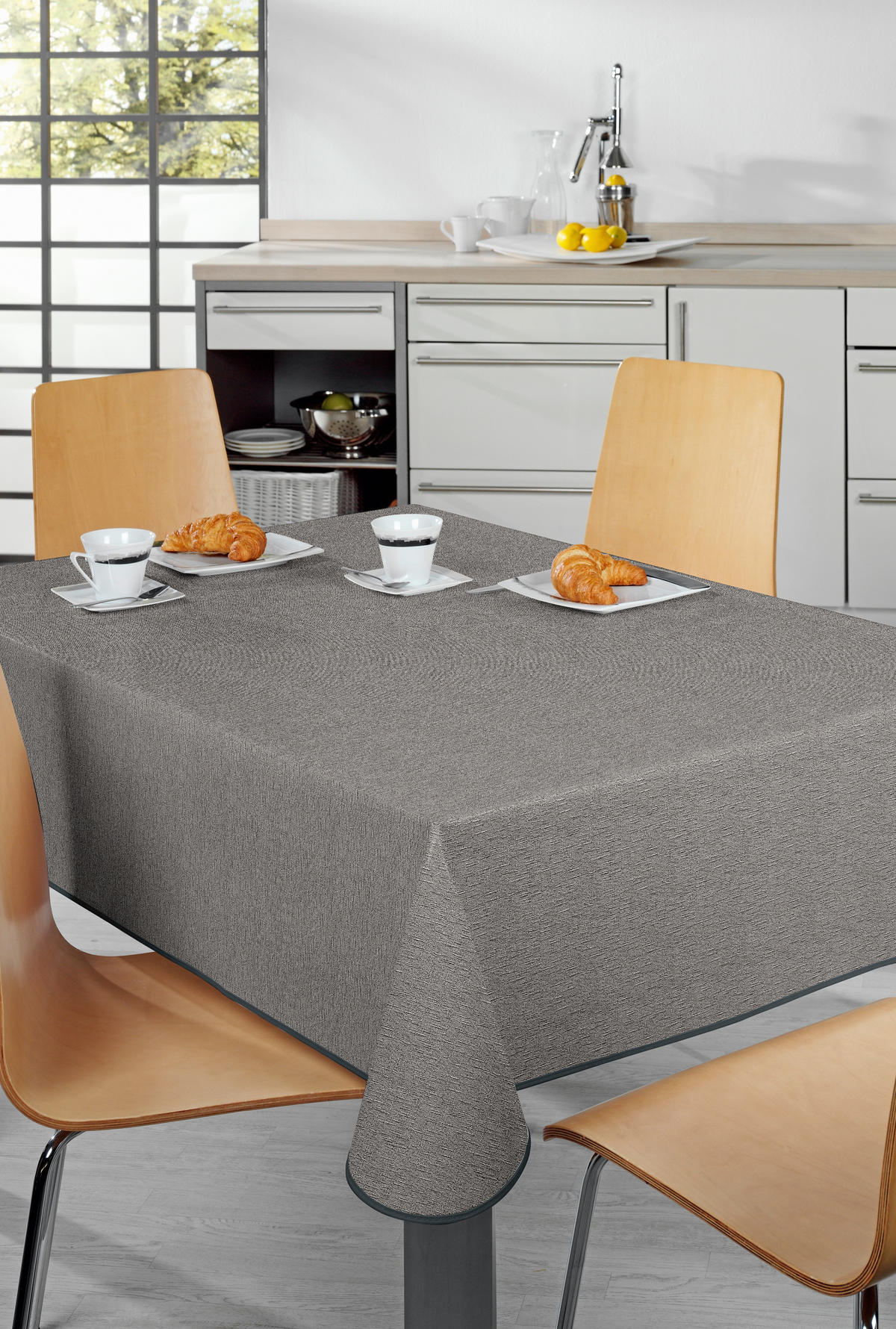 TISCHDECKE MILANO 130/220 cm  - Grau, Basics, Textil (130/220cm) - Peyer Syntex