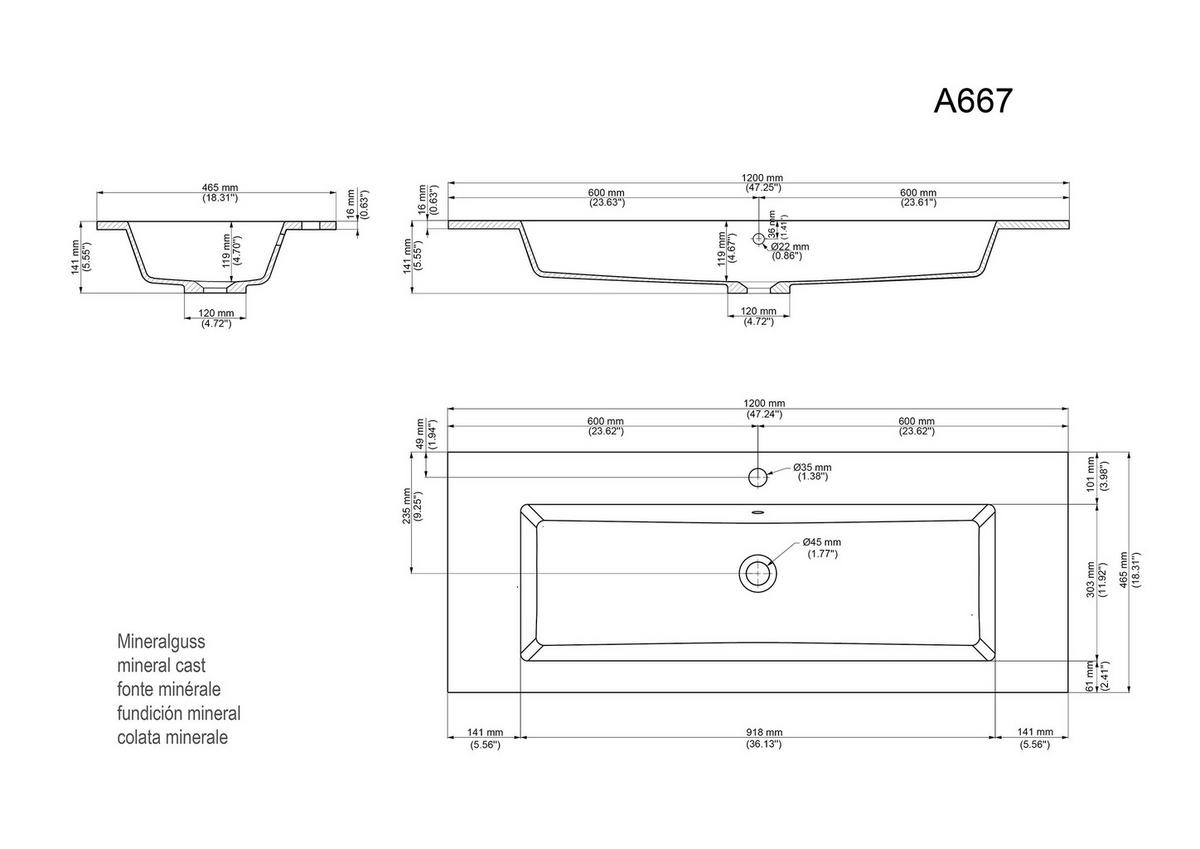 BADEZIMMER 3-teilig  in 120 cm  - Graphitfarben/Weiß, Basics, Holzwerkstoff/Stein (120cm) - MID.YOU