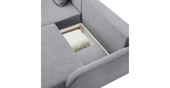 ECKSOFA  in Cord Grau  - Schwarz/Grau, KONVENTIONELL, Kunststoff/Textil (217/146cm) - Carryhome