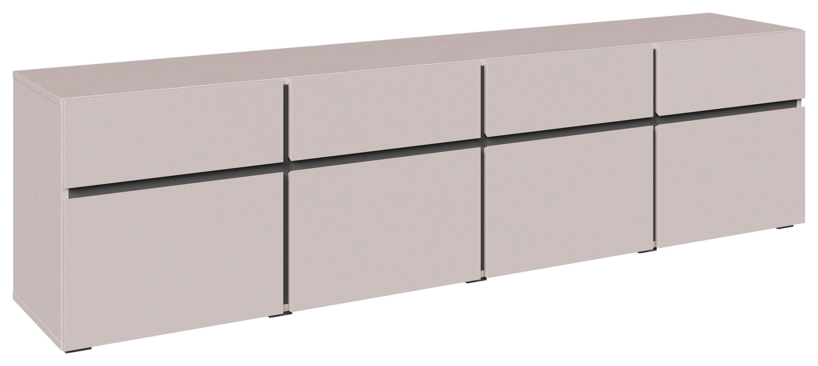 LOWBOARD  200/52,8/40 cm 4 tiroir(s) debout, disponible en différents décors de bois  - noir/cachemire, Design, matériau de bois (200/52,8/40cm) - Xora