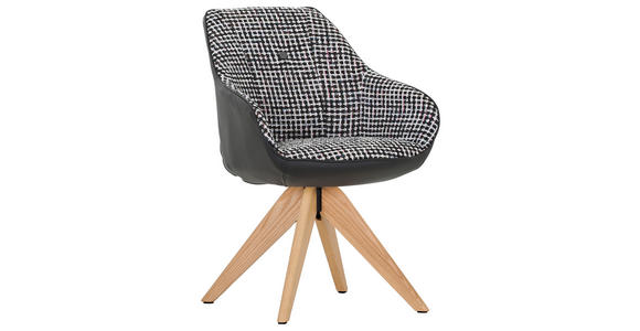 ARMLEHNSTUHL in Chenille, Lederlook - Eichefarben/Schwarz, KONVENTIONELL, Holz/Textil (60/83/65cm) - Novel