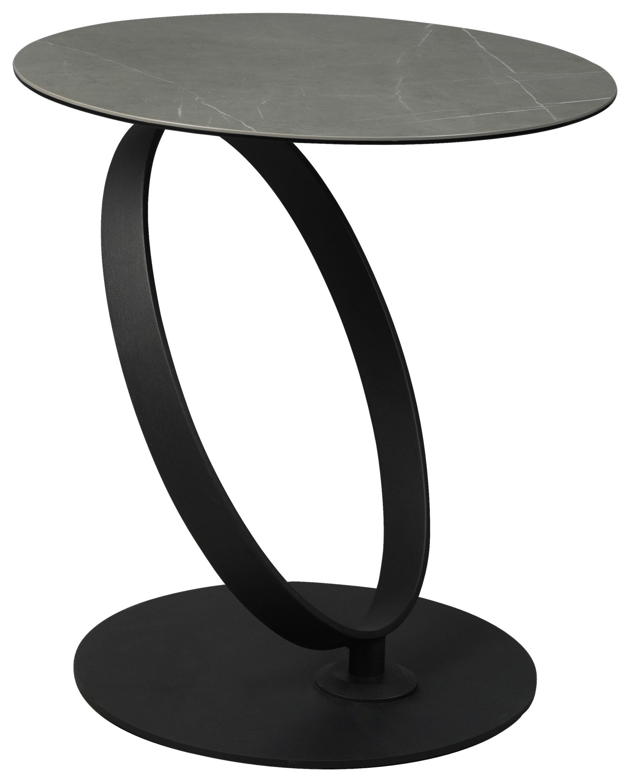 BEISTELLTISCH 50/50/54 cm Grau, Schwarz rund  - Schwarz/Grau, Design, Glas/Keramik (50/50/54cm) - Dieter Knoll