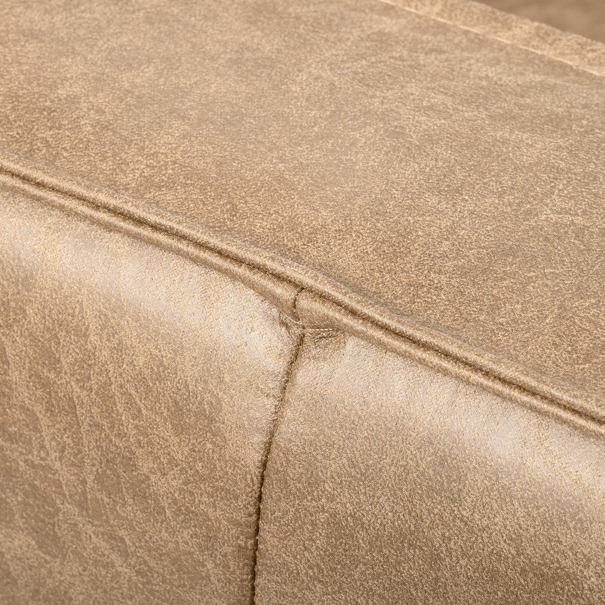 3-SITZER-SOFA  in Lederlook Echtleder Sandfarben Modern  - Sandfarben/Schwarz, Design, Leder/Textil (188/85/92cm) - Livetastic