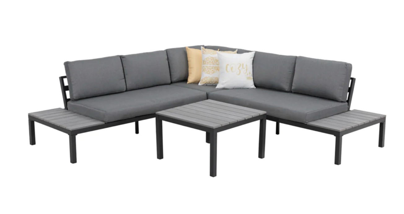 LOUNGEGARNITUR 251/251 cm Aluminium  - Anthrazit/Grau, MODERN, Textil/Metall (251/251cm)