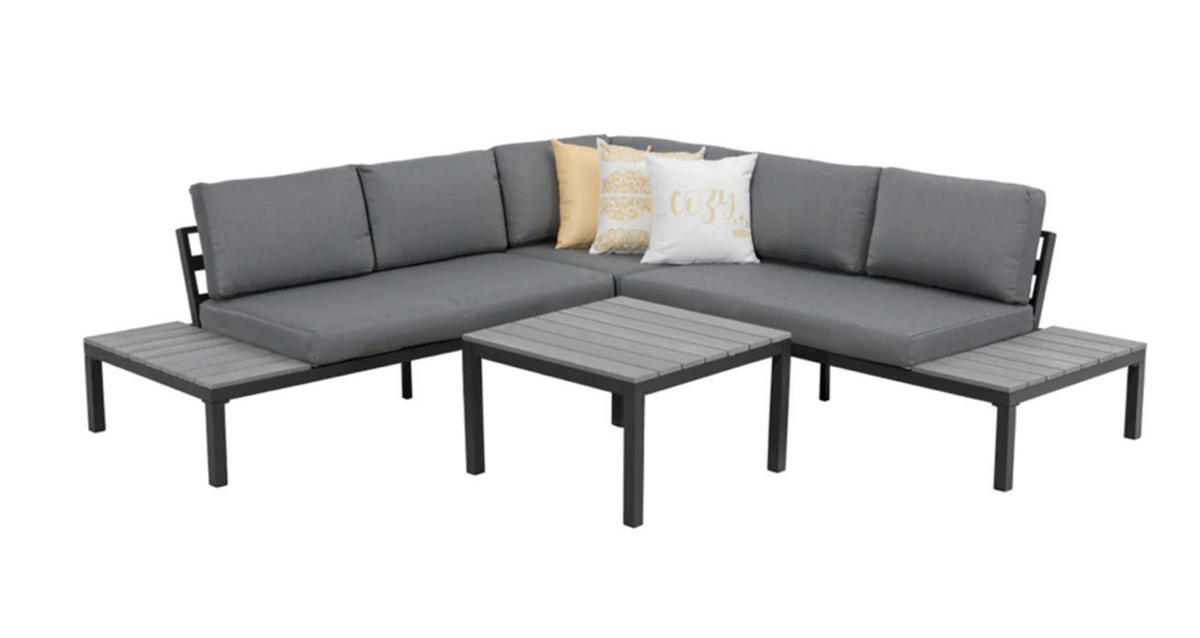 LOUNGEGARNITUR 251/251 cm Aluminium  - Anthrazit/Grau, MODERN, Textil/Metall (251/251cm)