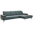 ECKSOFA Dieter Knoll Opal Echtleder  - Opal/Schwarz, Design, Leder/Metall (332/193cm) - Dieter Knoll