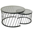 COUCHTISCHSET in Metall, Glas 70/70/42 cm - Schwarz/Grau, Design, Glas/Metall (70/70/42cm) - Novel