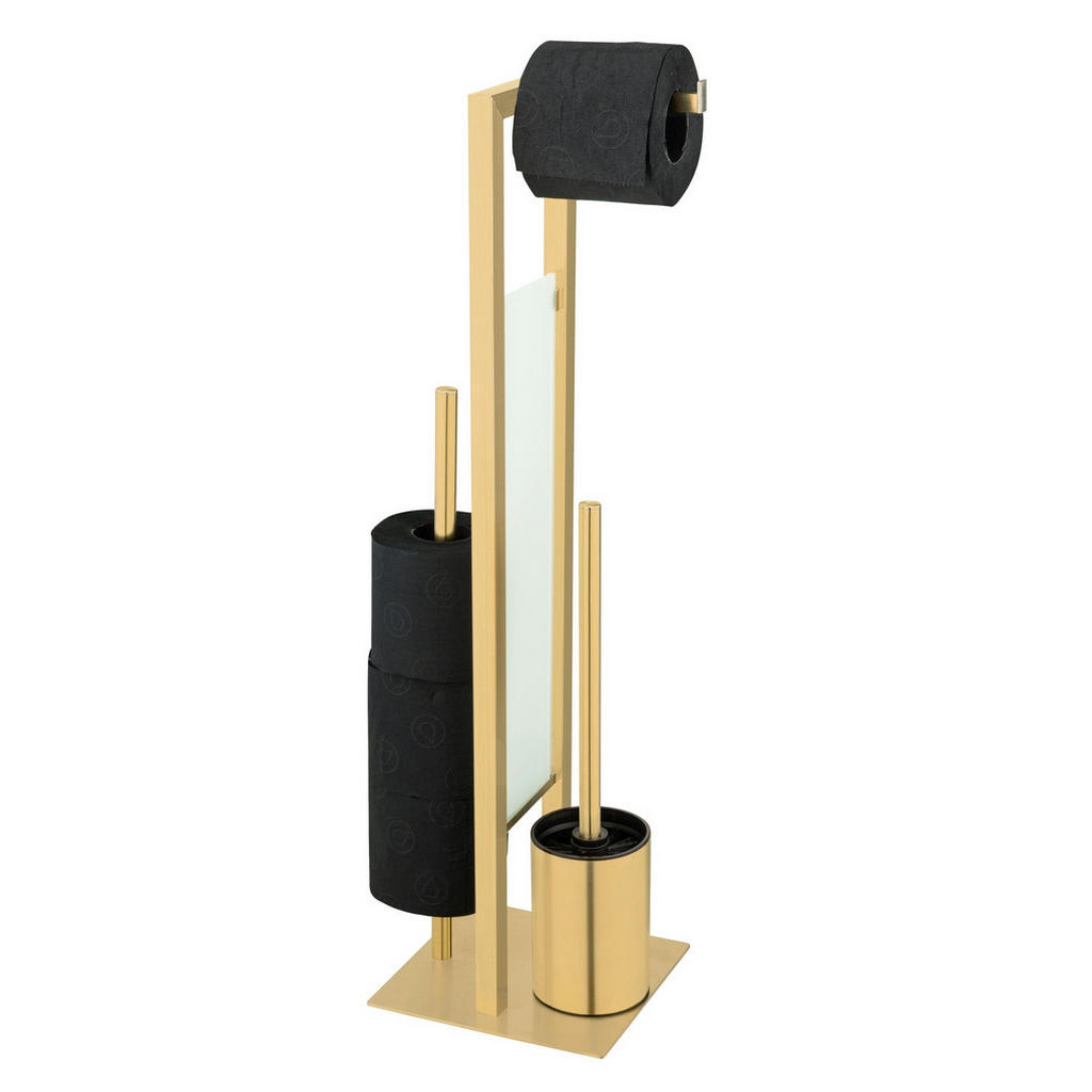Thumbnail - Wenko Wc-Bürstenkombination, Gold, Metall, 18x70x23 cm, Bürstenkopf abnehmbar, austauschbar, rostfrei, Ersatzrollenhalte...