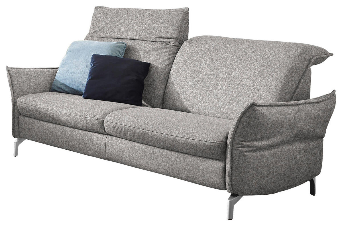 2-SITZER-SOFA in Chenille Grau, Weiss  - Weiss/Schwarz, Modern, Textil/Metall (154/89/109cm) - Livetastic