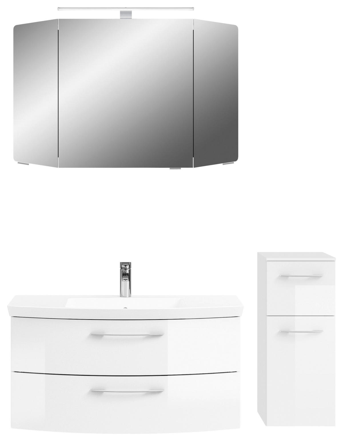 BADEZIMMER 4-teilig  in 131 cm  - Chromfarben/Weiß Hochglanz, KONVENTIONELL, Glas/Holzwerkstoff (131cm) - Pelipal