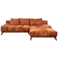 ECKSOFA  in Chenille Rostfarben  290/182 cm  - Rostfarben/Schwarz, MODERN, Textil/Metall (290/182cm) - Hom`in