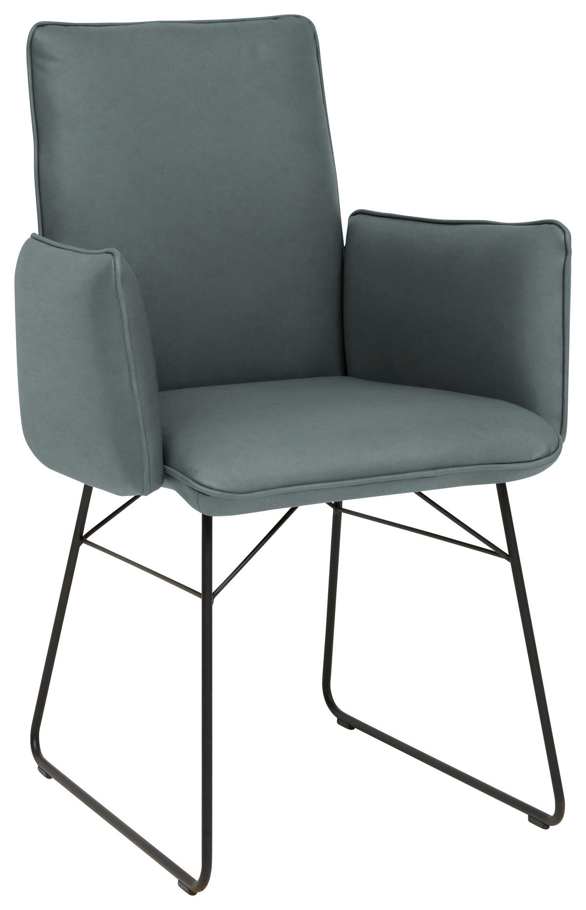 ARMLEHNSTUHL  in Stahl Mikrofaser  - Graublau/Schwarz, Design, Textil/Metall (61/91/60cm) - Dieter Knoll