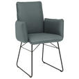 ARMLEHNSTUHL  in Stahl Mikrofaser  - Graublau/Schwarz, Design, Textil/Metall (61/91/60cm) - Dieter Knoll
