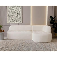 ECKSOFA Chenille Creme  - Creme/Schwarz, Design, Kunststoff/Textil (218/156cm) - Livetastic