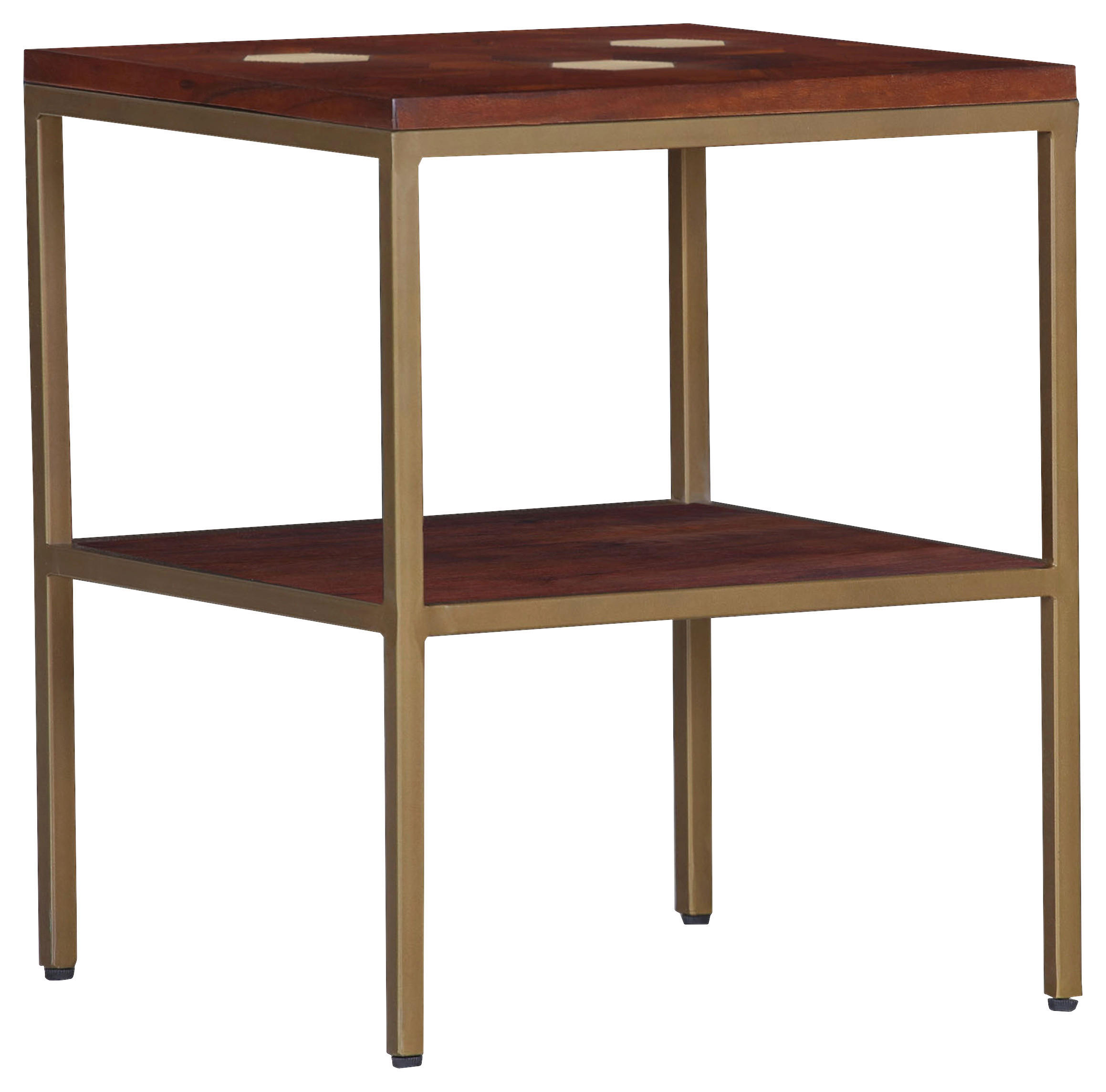 BEISTELLTISCH 50/50/60 cm Akazie massiv Akaziefarben, Messingfarben quadratisch  - Messingfarben/Akaziefarben, Design, Holz/Metall (50/50/60cm)