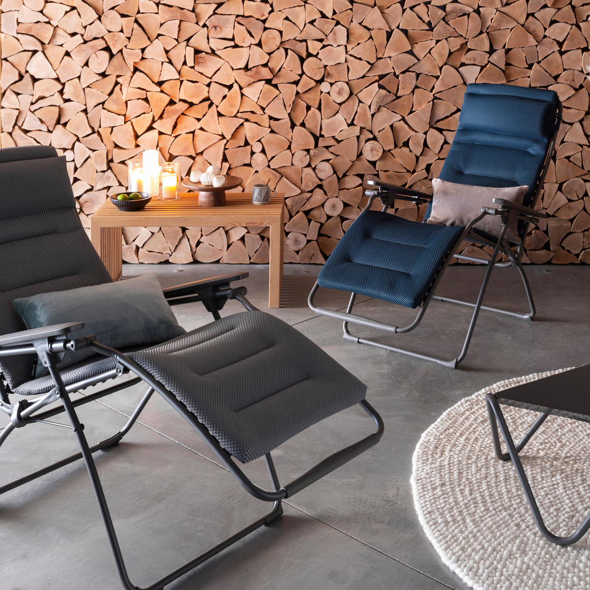GARTEN-RELAXSESSEL Stahl  - Blau/Titanfarben, Basics, Kunststoff/Textil (71/115/88cm) - Lafuma Mobilier