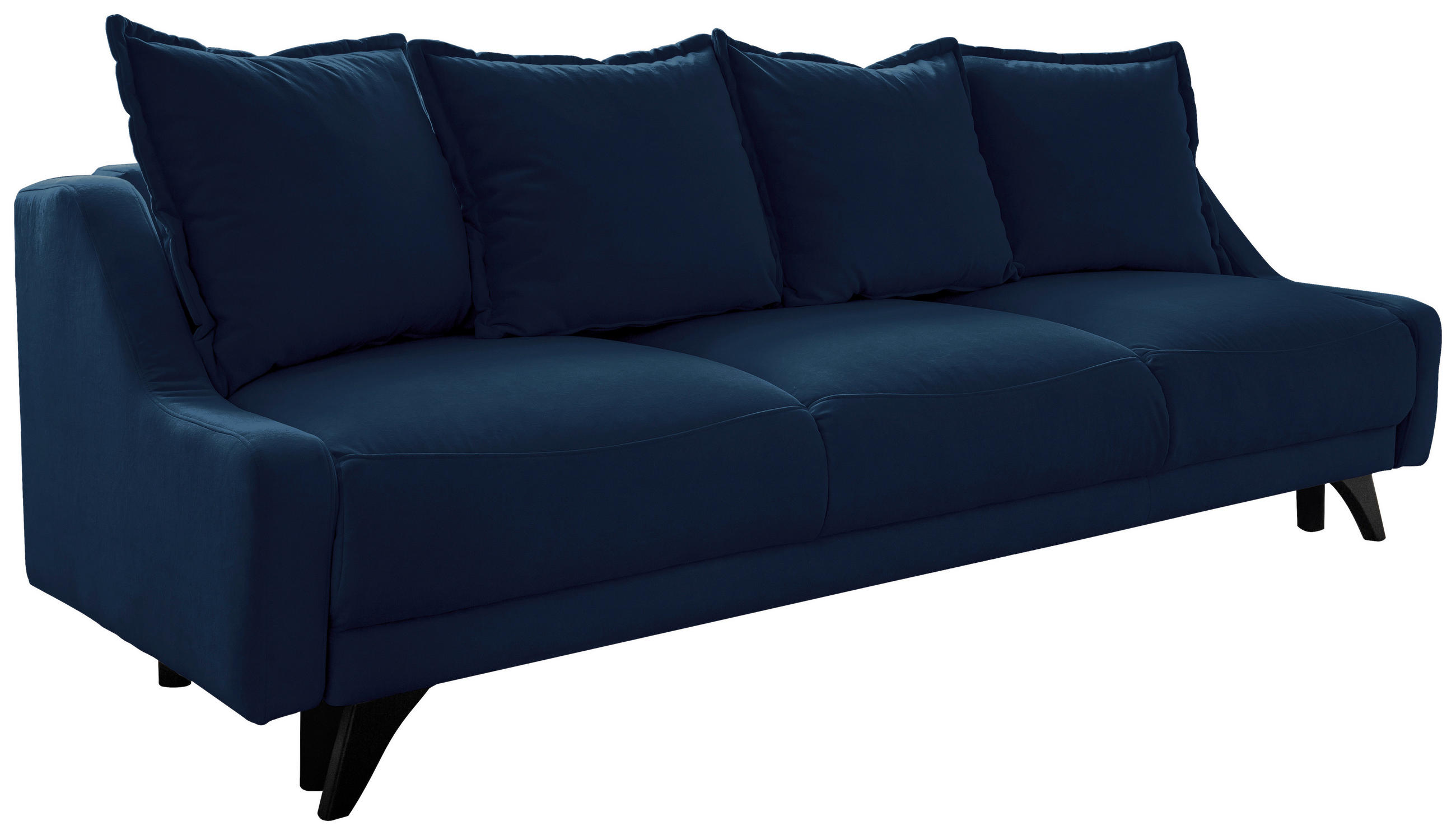 3-SITZER-SOFA Velours Dunkelblau - Schwarz/Dunkelblau, Basics, Holz/Holzwerkstoff (223/92/93cm) - MID.YOU