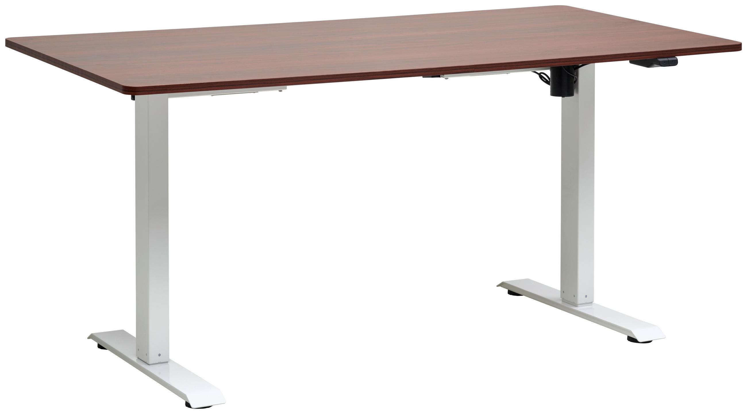 SCHREIBTISCH Weiss, Walnussfarben  - Weiss/Walnussfarben, Modern, Holzwerkstoff/Metall (160/73-123/80cm) - Livetastic