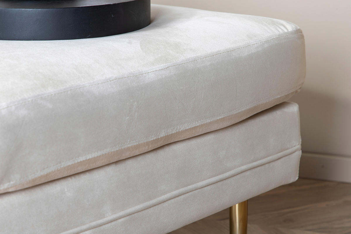 HOCKER in Metall, Textil, Kunststoff Goldfarben, Beige  - Beige/Goldfarben, Design, Kunststoff/Textil (90/49/70cm) - Livetastic