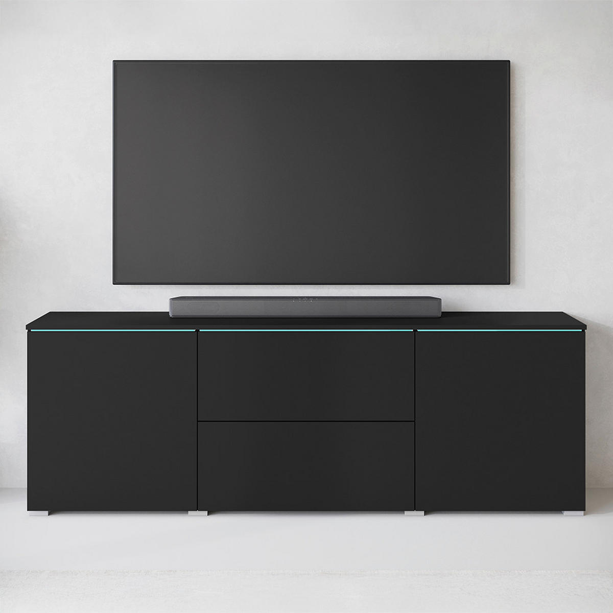 NÍZKÁ KOMODA, černá, 180/61,8/34,5 cm - šedá/černá, Trend, kompozitní dřevo/plast (180/61,8/34,5cm) - P & B