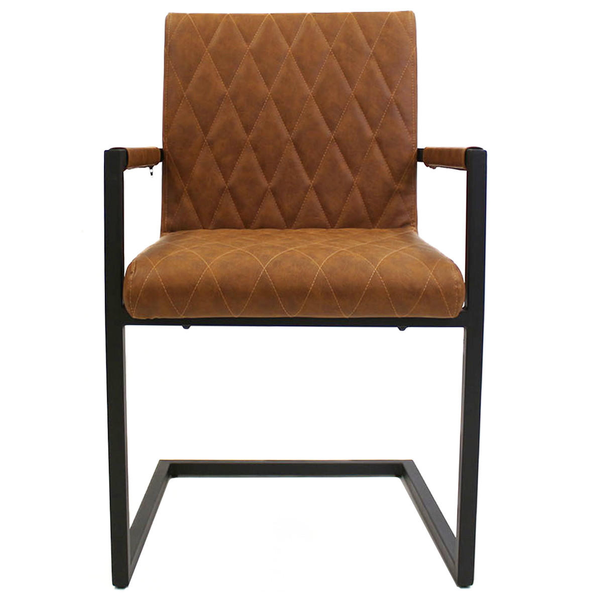 ARMLEHNSTUHL-SET 2 Stück  in Lederlook  - Cognac/Schwarz, LIFESTYLE, Kunststoff/Textil (54/86/57cm) - MID.YOU