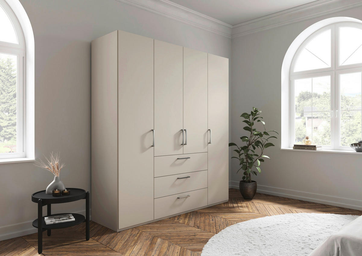 DREHTÜRENSCHRANK 201/223/61 cm,  in Champagner, 4-türig  - Edelstahlfarben/Champagner, Basics, Holzwerkstoff/Metall (201/223/61cm) - Novel