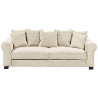 SCHLAFSOFA Cord Creme  - Creme/Schwarz, KONVENTIONELL, Kunststoff/Textil (250/95/125cm) - Hom`in