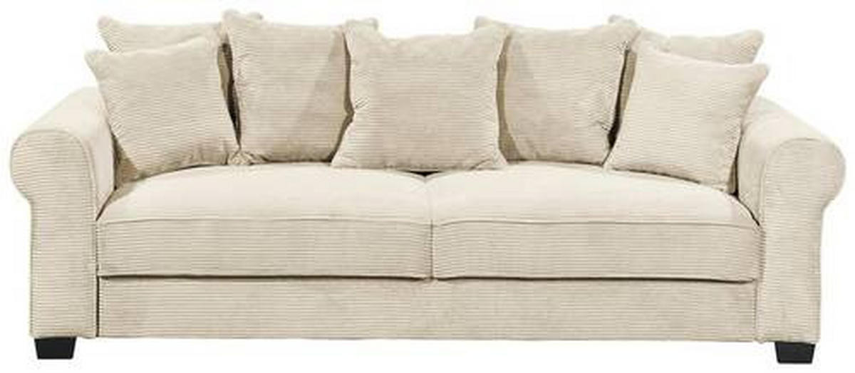 SCHLAFSOFA Cord Creme  - Creme/Schwarz, KONVENTIONELL, Kunststoff/Textil (250/95/125cm) - Hom`in