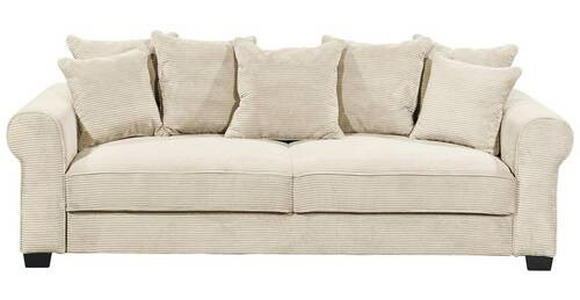 SCHLAFSOFA Cord Creme  - Creme/Schwarz, KONVENTIONELL, Kunststoff/Textil (250/95/125cm) - Hom`in