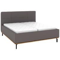 POLSTERBETT 160/200 cm,  in Graubraun, Matratze, Lattenrost, Bettkasten, H2 + H2 = mittel  - Graubraun/Graphitfarben, Design, Holz/Textil (160/200cm) - Musterring