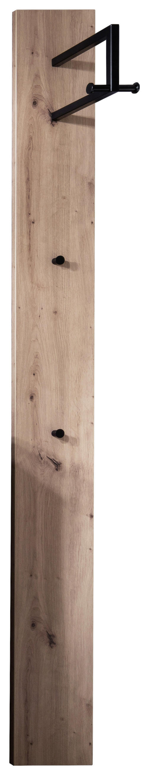 GARDEROBENPANEEL 20/190/26 cm  - Eichefarben/Schwarz, Konventionell, Holzwerkstoff/Metall (20/190/26cm) - Moderano